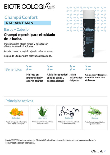 BIOTRICOLOGIA RADIANCE MAN CONFORT  Shampo Barba e  Cabelo  250ml