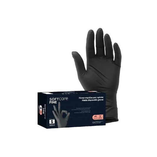 SOFT CARE  Luvas Descartáveis Nitrilo sem Pó Pretas S 100 unid
